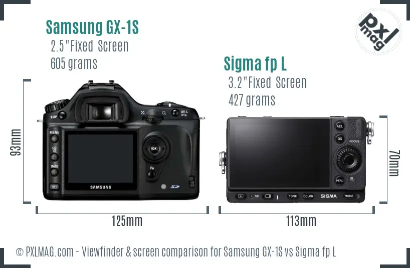 Samsung GX-1S vs Sigma fp L Screen and Viewfinder comparison