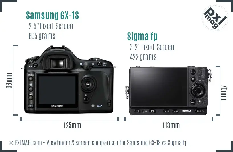 Samsung GX-1S vs Sigma fp Screen and Viewfinder comparison