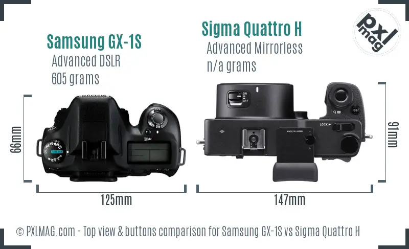 Samsung GX-1S vs Sigma Quattro H top view buttons comparison