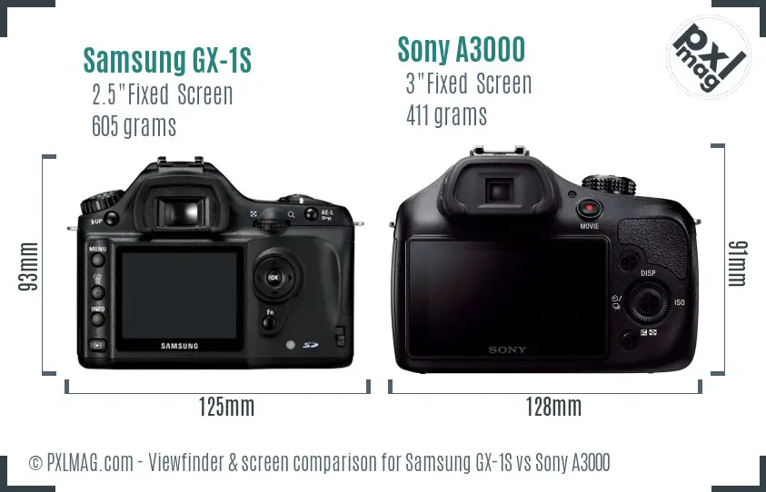 Samsung GX-1S vs Sony A3000 Screen and Viewfinder comparison