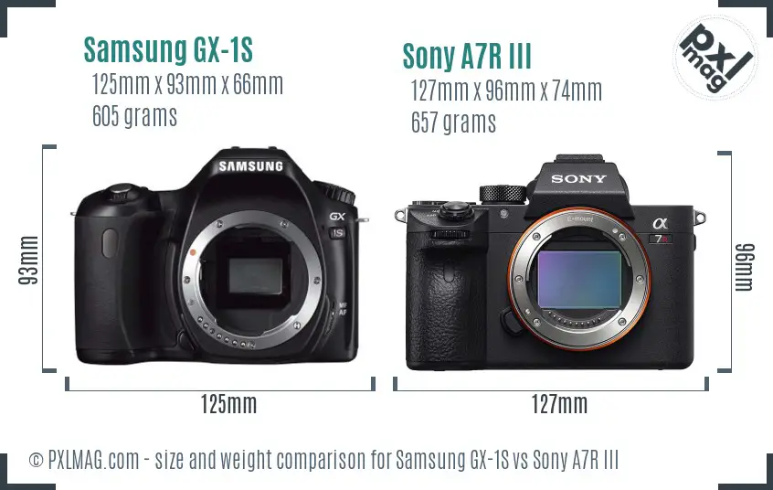 Samsung GX-1S vs Sony A7R III size comparison