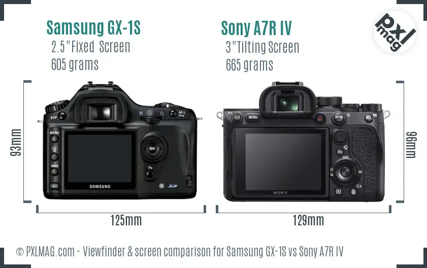 Samsung GX-1S vs Sony A7R IV Screen and Viewfinder comparison