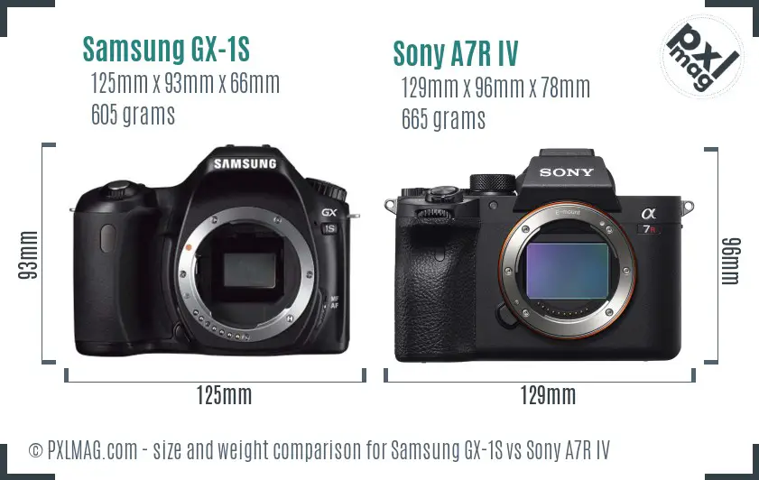 Samsung GX-1S vs Sony A7R IV size comparison