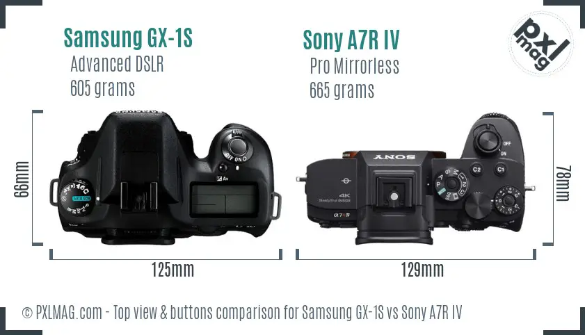 Samsung GX-1S vs Sony A7R IV top view buttons comparison