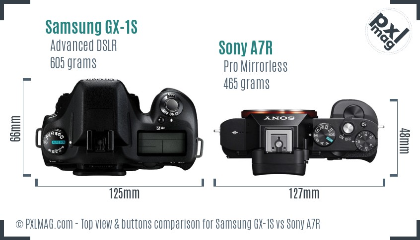 Samsung GX-1S vs Sony A7R top view buttons comparison