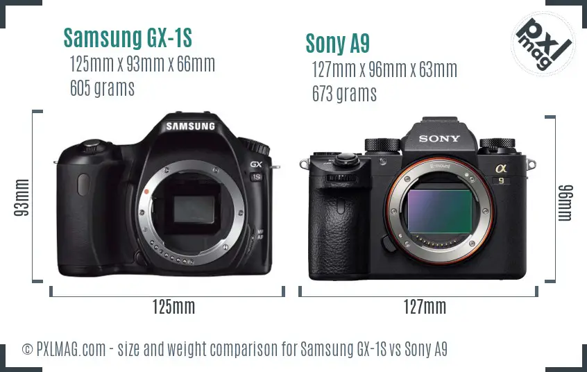 Samsung GX-1S vs Sony A9 size comparison