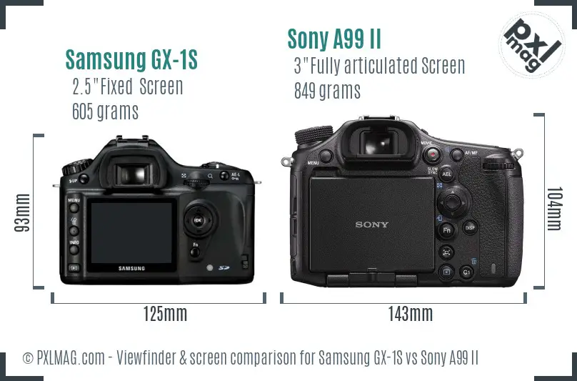 Samsung GX-1S vs Sony A99 II Screen and Viewfinder comparison