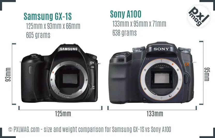 Samsung GX-1S vs Sony A100 size comparison
