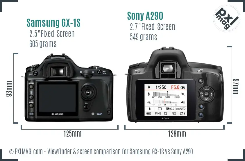 Samsung GX-1S vs Sony A290 Screen and Viewfinder comparison