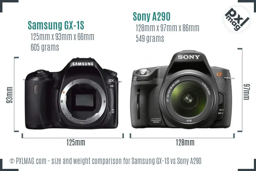 Samsung GX-1S vs Sony A290 size comparison