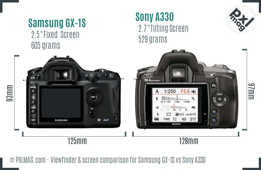 Samsung GX-1S vs Sony A330 Screen and Viewfinder comparison