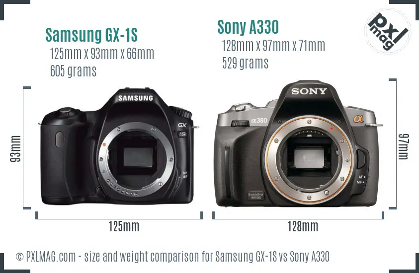 Samsung GX-1S vs Sony A330 size comparison