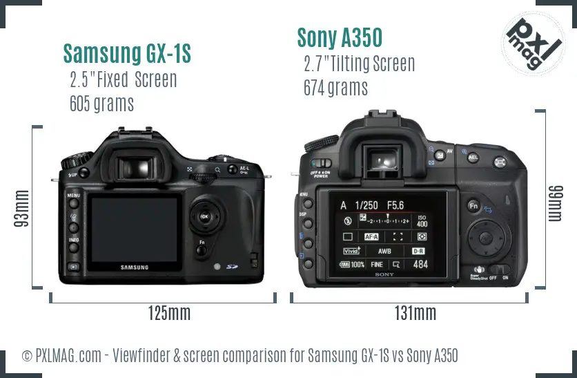 Samsung GX-1S vs Sony A350 Screen and Viewfinder comparison