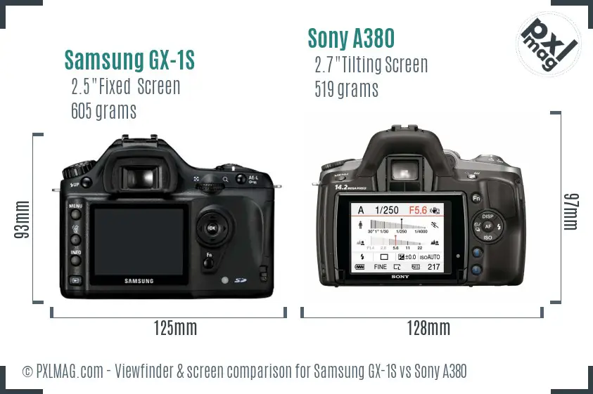 Samsung GX-1S vs Sony A380 Screen and Viewfinder comparison