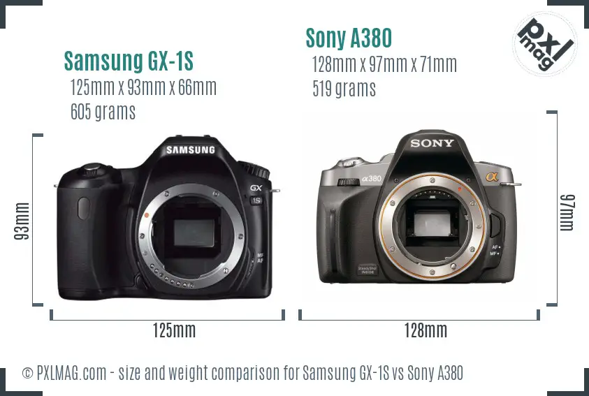 Samsung GX-1S vs Sony A380 size comparison