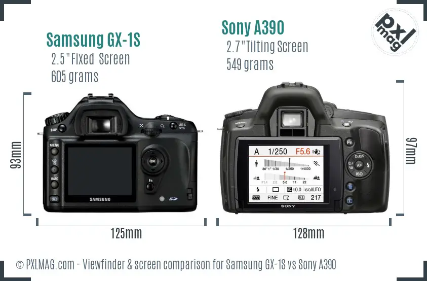 Samsung GX-1S vs Sony A390 Screen and Viewfinder comparison