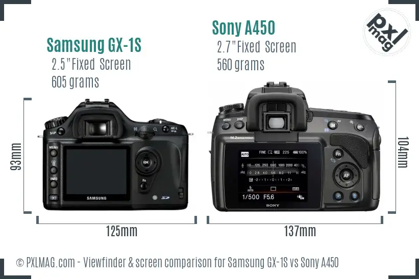 Samsung GX-1S vs Sony A450 Screen and Viewfinder comparison