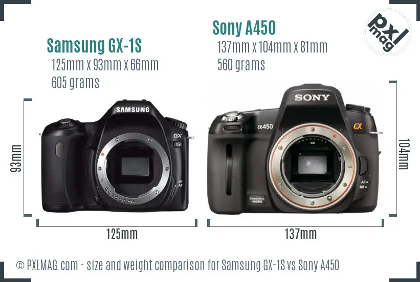 Samsung GX-1S vs Sony A450 size comparison