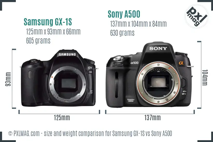 Samsung GX-1S vs Sony A500 size comparison