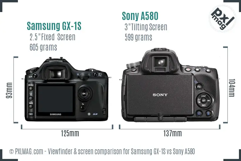 Samsung GX-1S vs Sony A580 Screen and Viewfinder comparison