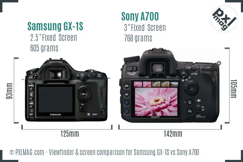 Samsung GX-1S vs Sony A700 Screen and Viewfinder comparison