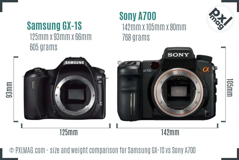 Samsung GX-1S vs Sony A700 size comparison