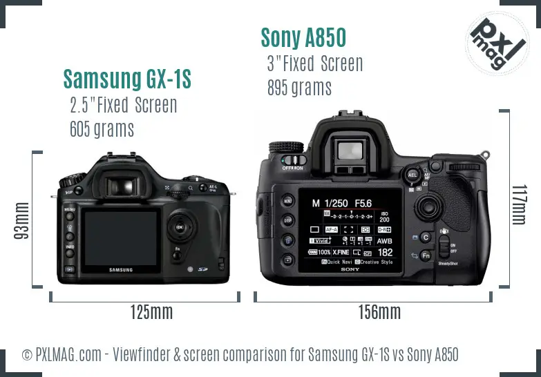 Samsung GX-1S vs Sony A850 Screen and Viewfinder comparison