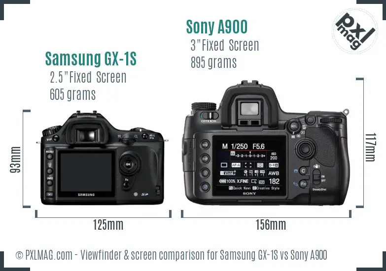 Samsung GX-1S vs Sony A900 Screen and Viewfinder comparison