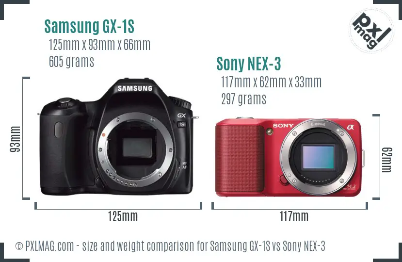 Samsung GX-1S vs Sony NEX-3 size comparison
