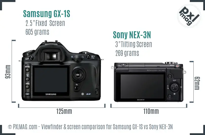 Samsung GX-1S vs Sony NEX-3N Screen and Viewfinder comparison