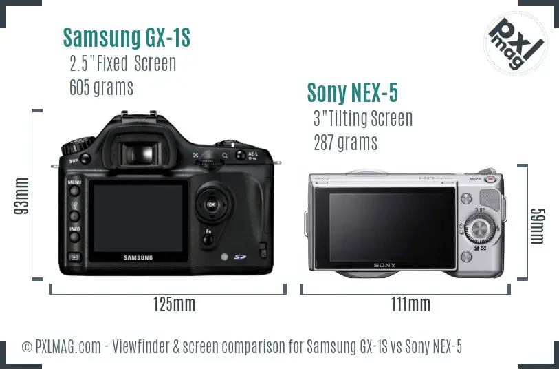 Samsung GX-1S vs Sony NEX-5 Screen and Viewfinder comparison