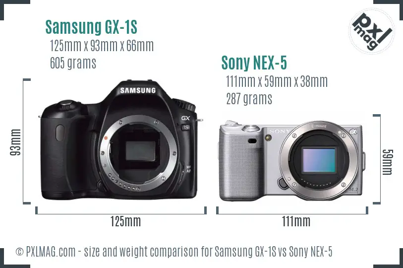 Samsung GX-1S vs Sony NEX-5 size comparison