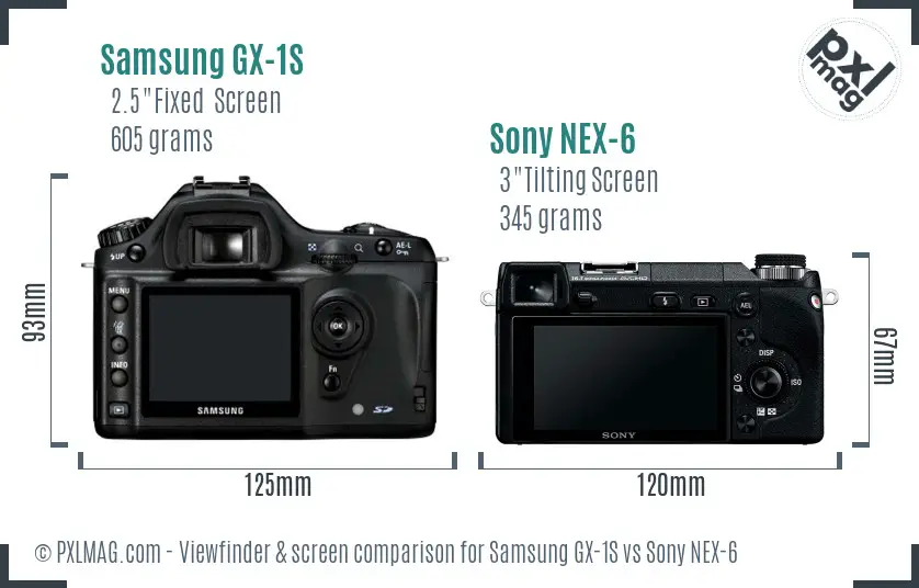 Samsung GX-1S vs Sony NEX-6 Screen and Viewfinder comparison