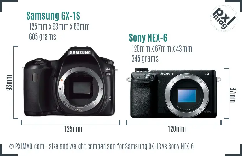 Samsung GX-1S vs Sony NEX-6 size comparison
