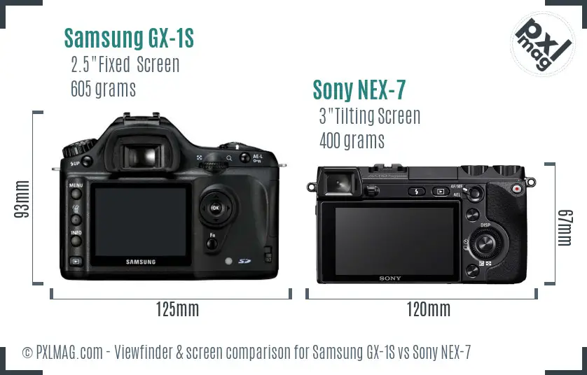 Samsung GX-1S vs Sony NEX-7 Screen and Viewfinder comparison