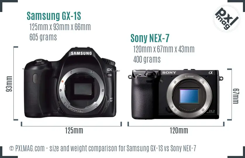 Samsung GX-1S vs Sony NEX-7 size comparison