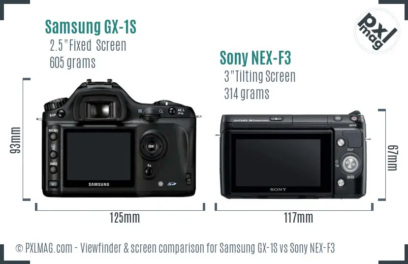 Samsung GX-1S vs Sony NEX-F3 Screen and Viewfinder comparison