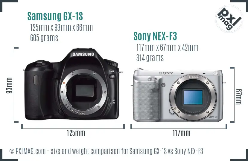 Samsung GX-1S vs Sony NEX-F3 size comparison