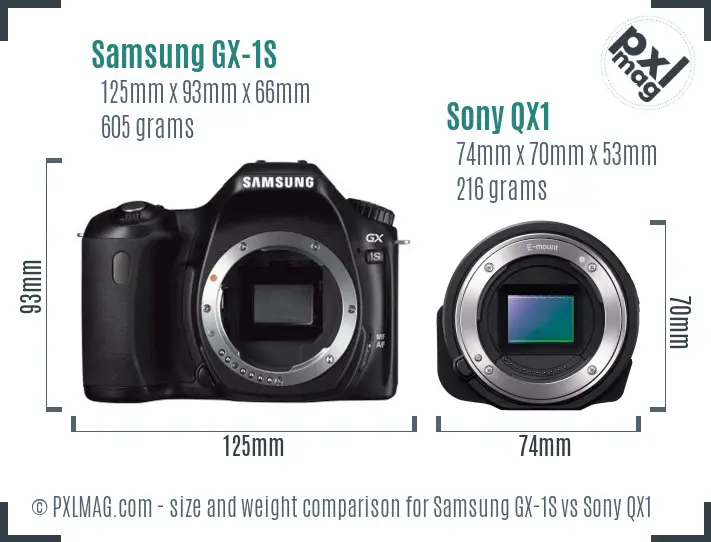 Samsung GX-1S vs Sony QX1 size comparison