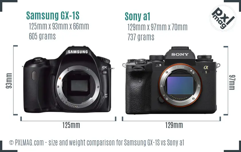 Samsung GX-1S vs Sony a1 size comparison