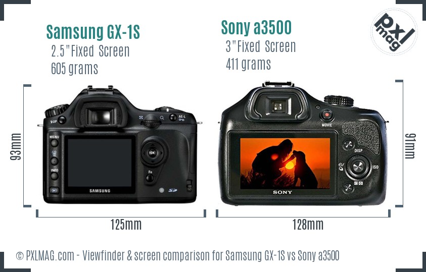 Samsung GX-1S vs Sony a3500 Screen and Viewfinder comparison