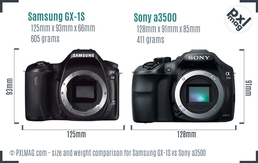 Samsung GX-1S vs Sony a3500 size comparison