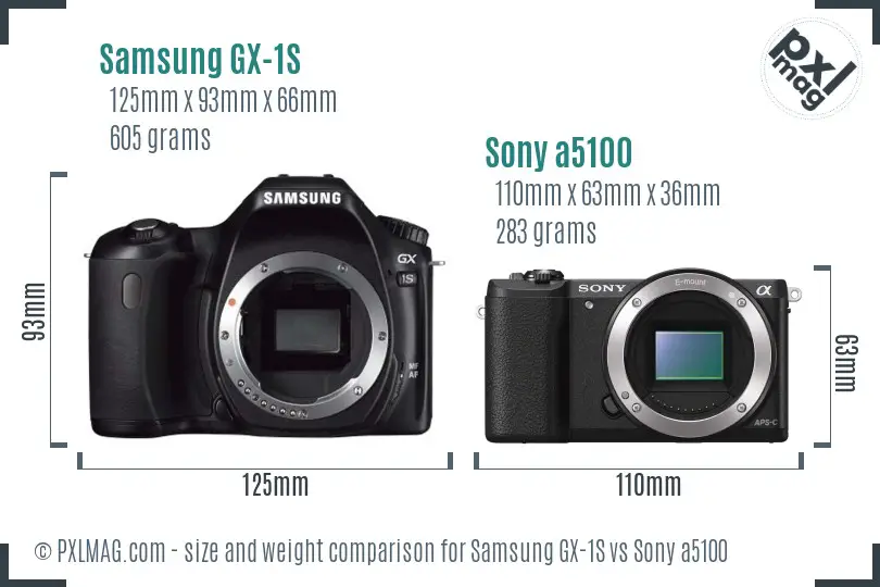 Samsung GX-1S vs Sony a5100 size comparison