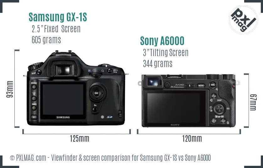 Samsung GX-1S vs Sony A6000 Screen and Viewfinder comparison