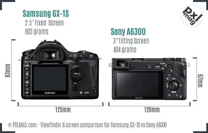 Samsung GX-1S vs Sony A6300 Screen and Viewfinder comparison