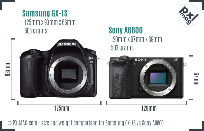 Samsung GX-1S vs Sony A6600 size comparison