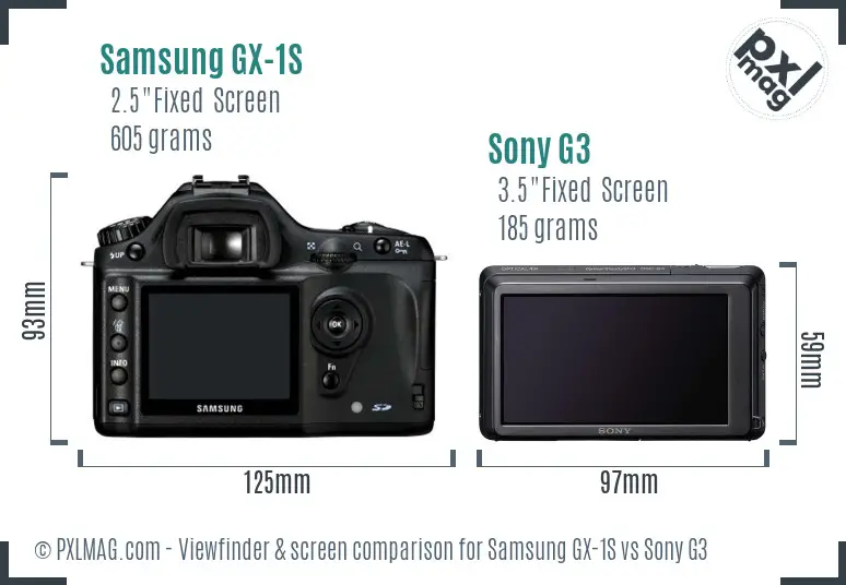 Samsung GX-1S vs Sony G3 Screen and Viewfinder comparison