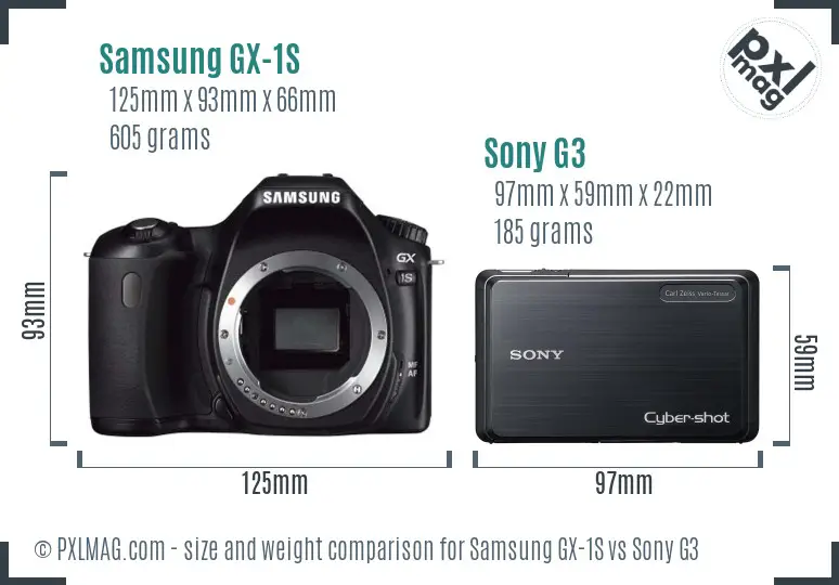 Samsung GX-1S vs Sony G3 size comparison