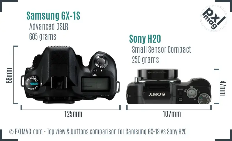 Samsung GX-1S vs Sony H20 top view buttons comparison