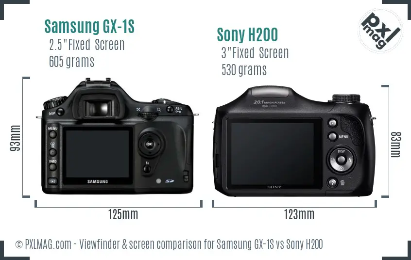 Samsung GX-1S vs Sony H200 Screen and Viewfinder comparison